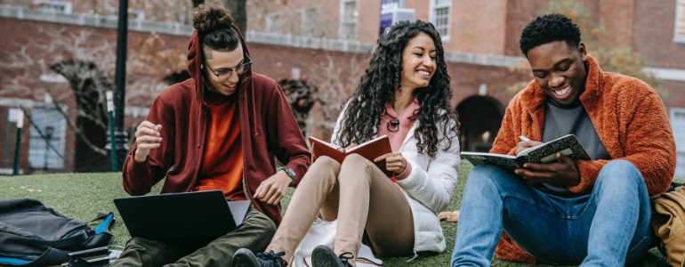 College students studying outside