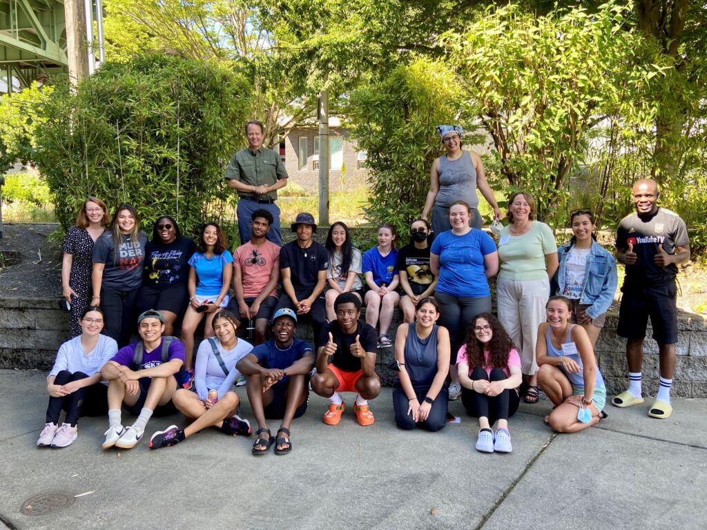 Student group photo with trees in background